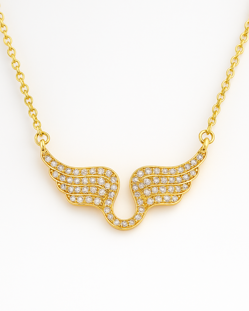 Collier pendentif en acier titane – Design Géométrique et Ailes