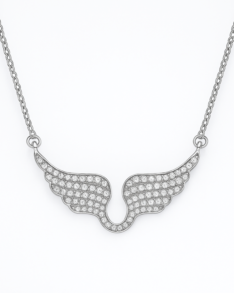 Collier pendentif en acier titane – Design Géométrique et Ailes