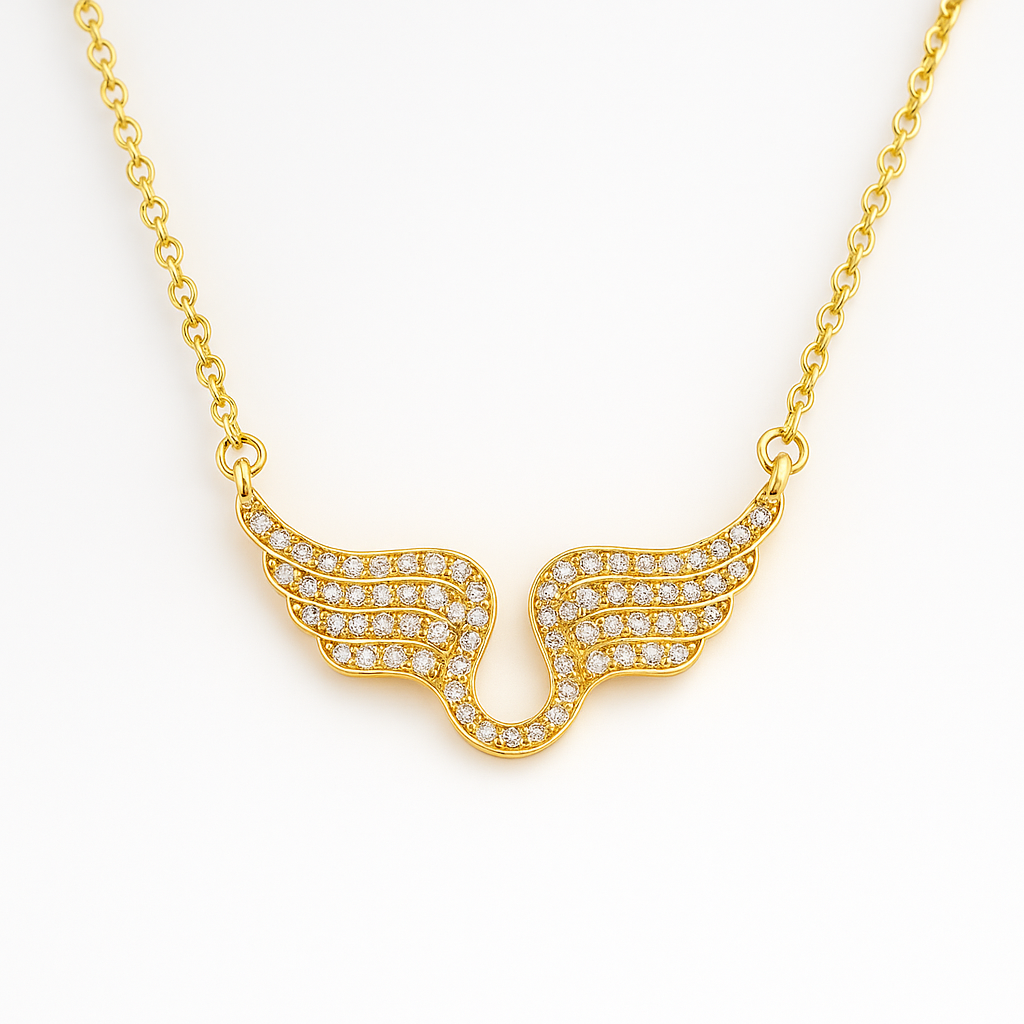 Collier pendentif en acier titane – Design Géométrique et Ailes