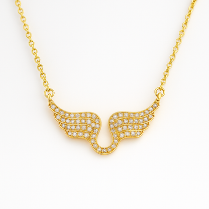 Collier pendentif en acier titane – Design Géométrique et Ailes
