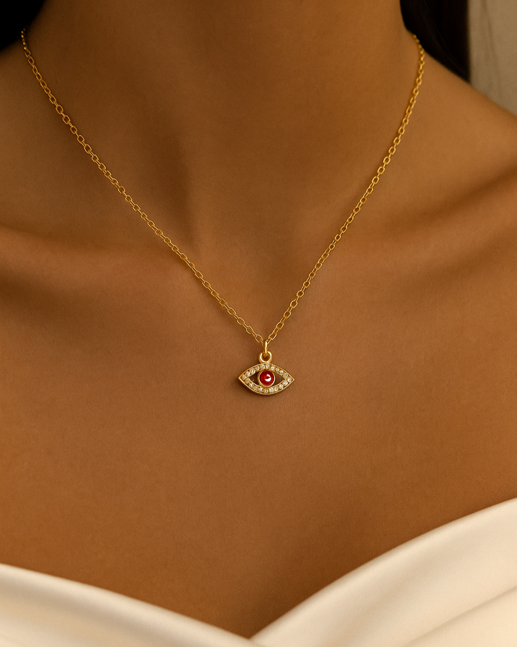 Collier Pendentif Œil – Acier Inoxydable