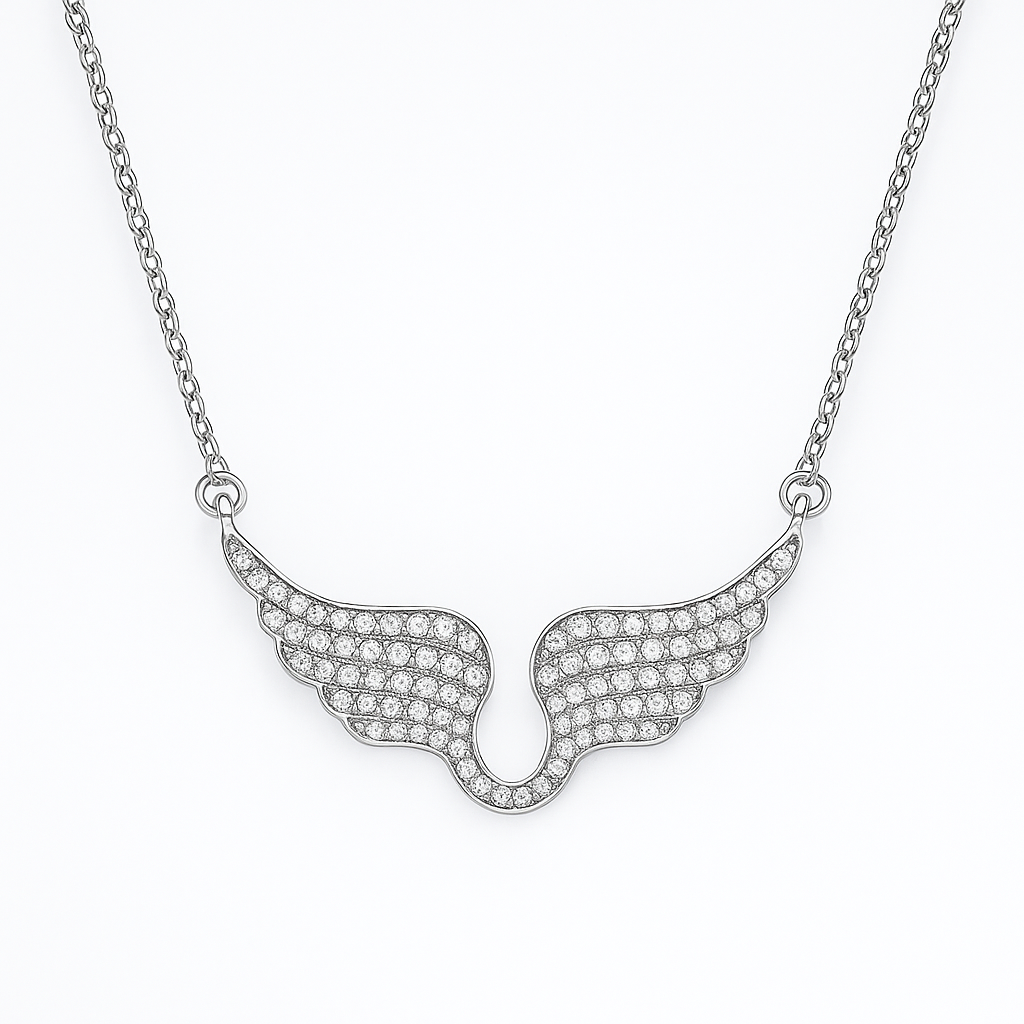 Collier pendentif en acier titane – Design Géométrique et Ailes